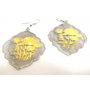 THE BOUQUET Earrings - Drop Long Dangling Hook - Classy Fashion - Dual Tone